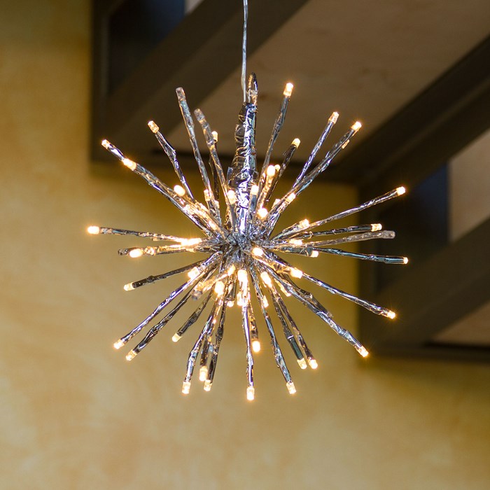 TWIGball argento, h. 30 cm, 80 led bianco , cavo bianco