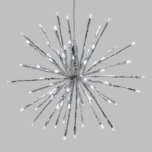TWIGball argento, h. 30 cm, 80 led bianco , cavo bianco