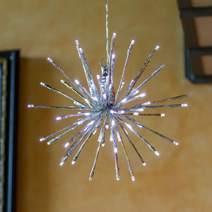 TWIGball argento, h. 30 cm, 80 led bianco , cavo bianco