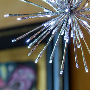 TWIGball argento, h. 30 cm, 80 led bianco , cavo bianco