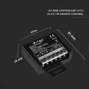 V-TAC CONTROLLER DIMMER PER STRISCE LED RGB CON TELECOMANDO 3X 6,5A
