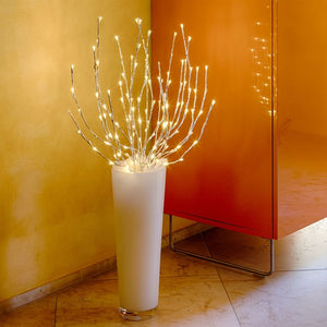 Ramo argento h 100 cm, 144 led bianco , cavo trasparente