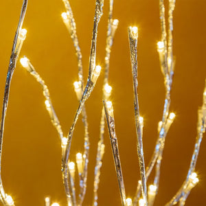 Ramo argento h 100 cm, 144 led bianco , cavo trasparente