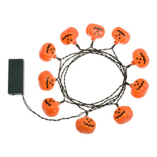 Carica l&#39;immagine nel visualizzatore di Gallery, CATENA 1,8 m, 10 ZUCCHE HALLOWEEN, BIANCO FREDDO
