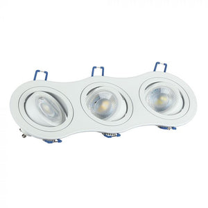 V-TAC PORTAFARETTO ORIENTABILE DA INCASSO PER 3 LAMPADINE GU10 E GU5.3