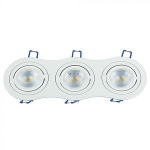 V-TAC PORTAFARETTO ORIENTABILE DA INCASSO PER 3 LAMPADINE GU10 E GU5.3