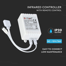 Carica l&#39;immagine nel visualizzatore di Gallery, V-TAC CONTROLLER PER STRISCE LED RGB CON TELECOMANDO 24 TASTI
