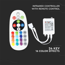 Carica l&#39;immagine nel visualizzatore di Gallery, V-TAC CONTROLLER PER STRISCE LED RGB CON TELECOMANDO 24 TASTI
