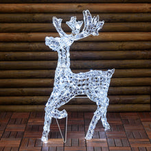 Carica l&#39;immagine nel visualizzatore di Gallery, Renna luminosa galoppante con cristalli trasparenti, led bianco freddo
