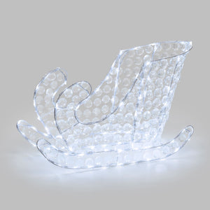 Slitta luminosa con cristalli trasparenti, led bianco freddo