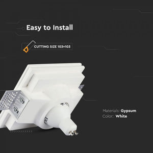 V-TAC PORTAFARETTO  DA INCASSO IN GESSO PER LAMPADINE GU10 E GU5.3