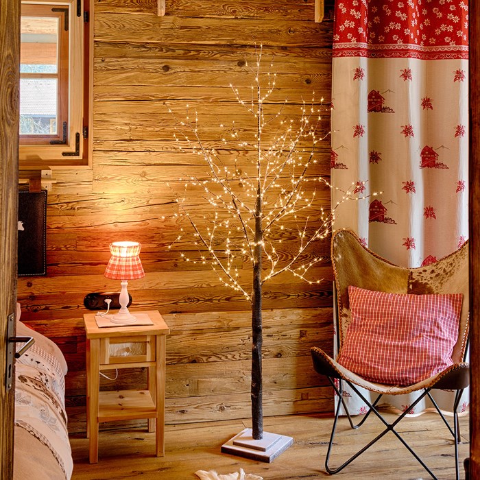 Albero marrone h 180 cm, 600 microled bianco caldo