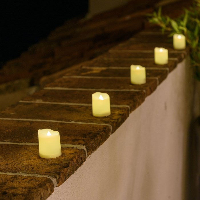 Set 6 candele avorio, led bianco caldo