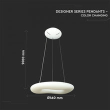 Carica l&#39;immagine nel visualizzatore di Gallery, V-TAC LAMPADARIO LED A SOSPENSIONE BIANCO FORMA CIRCOLARE CON TELECOMANDO
