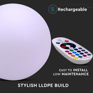 V-TAC SFERA MULTICOLOR LED RGB 1W RICARICABILE CON TELECOMANDO IP67