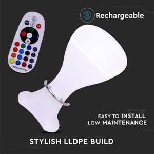 V-TAC SGABELLO MULTICOLOR LED RGB 5W RICARICABILE CON TELECOMANDO IP54