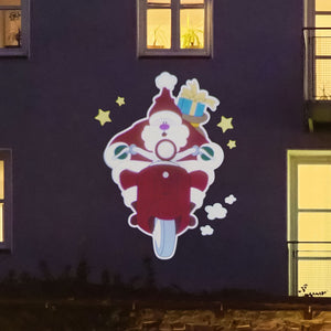 Proiettore led color Babbo Natale su Scooter con musica