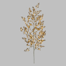 Carica l&#39;immagine nel visualizzatore di Gallery, Ramo con foglie glitter oro, 64 led bianco caldo
