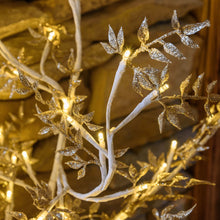 Cargar imagen en el visor de la galería, Ramo con foglie glitter oro, 64 led bianco caldo
