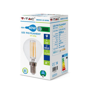 V-TAC LAMPADINA LED E14 4W MINIGLOBO FILAMENTO P45 DIMMERABILE