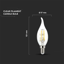 Carica l&#39;immagine nel visualizzatore di Gallery, V-TAC LAMPADINA LED E14 4W CANDELA FIAMMA FILAMENTO DIMMERABILE
