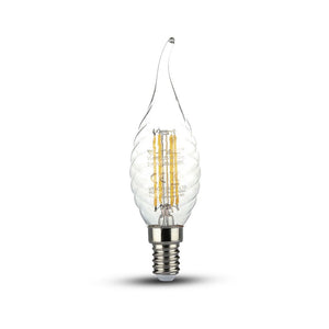 V-TAC LAMPADINA LED E14 4W CANDELA FIAMMA TWIST FILAMENTO