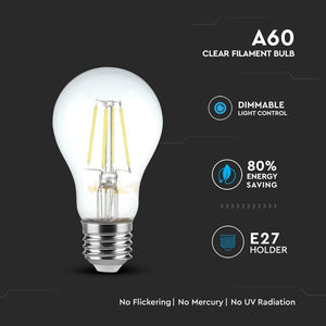 V-TAC LAMPADINA LED E27 4W BULB A60 FILAMENTO DIMMERABILE
