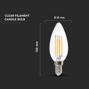 V-TAC  LAMPADINA LED E14 4W CANDELA FILAMENT CHIP SAMSUNG