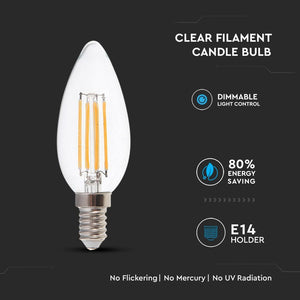 V-TAC LAMPADINA LED E14 4W CANDELA CROSS FILAMENT DIMMERABILE