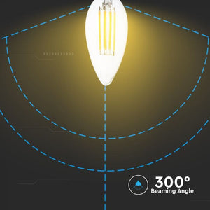 V-TAC  LAMPADINA LED E14 4W CANDELA FILAMENT CHIP SAMSUNG