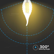 Carica l&#39;immagine nel visualizzatore di Gallery, V-TAC LAMPADINA LED E14 4W CANDELA FIAMMA TWIST FILAMENTO DIMMERABILE
