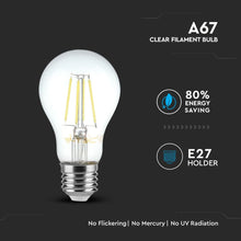Carica l&#39;immagine nel visualizzatore di Gallery, V-TAC  LAMPADINA LED E27 10W BULB A67 FILAMENTO
