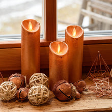 Carica l&#39;immagine nel visualizzatore di Gallery, Set 3 candele argento, oro e rame con telecomando, led bianco caldo
