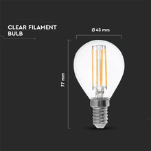 Carica l&#39;immagine nel visualizzatore di Gallery, V-TAC LAMPADINA LED E14 4W MINIGLOBO FILAMENTO P45 DIMMERABILE
