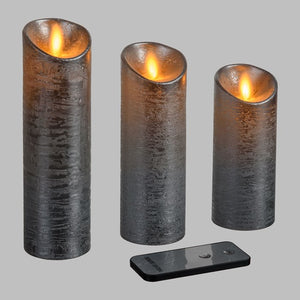 Set 3 candele argento, oro e rame con telecomando, led bianco caldo