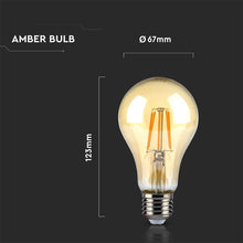 Carica l&#39;immagine nel visualizzatore di Gallery, V-TAC LAMPADINA LED E27 8W BULB A67 FILAMENTO AMBRATA
