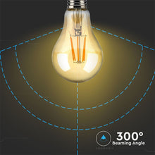 Carica l&#39;immagine nel visualizzatore di Gallery, V-TAC LAMPADINA LED E27 8W BULB A67 FILAMENTO AMBRATA
