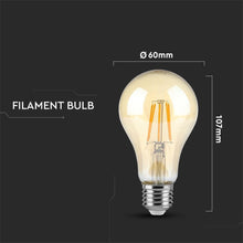 Carica l&#39;immagine nel visualizzatore di Gallery, V-TAC LAMPADINA LED E27 4W BULB A60 FILAMENTO AMBRATA
