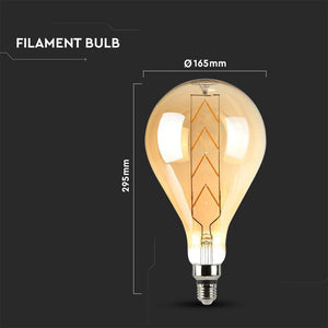 V-TAC LAMPADINA E27 FILAMENTO LED LINEARE 8W BULB G165 CON VETRO AMBRATO DIMMERABILE