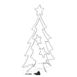 Albero Natale effetto neon con stelline h 115 cm, led bianco caldo