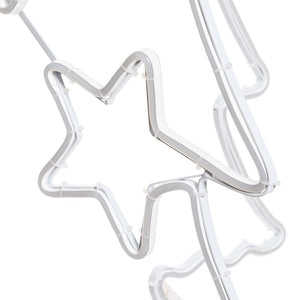 Albero Natale effetto neon con stelline h 115 cm, led bianco caldo