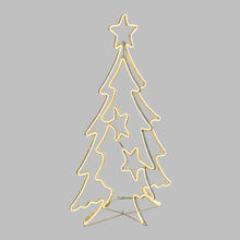 Carica l&#39;immagine nel visualizzatore di Gallery, Albero Natale effetto neon con stelline h 115 cm, led bianco caldo
