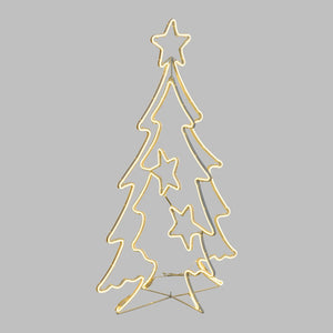 Albero Natale effetto neon con stelline h 115 cm, led bianco caldo