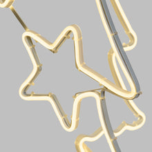 Carica l&#39;immagine nel visualizzatore di Gallery, Albero Natale effetto neon con stelline h 115 cm, led bianco caldo
