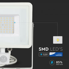 Carica l&#39;immagine nel visualizzatore di Gallery, V-TAC FARETTO LED 50W ULTRA SOTTILE SLIM CHIP SAMSUNG CON SENSORE
