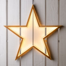 Carica l&#39;immagine nel visualizzatore di Gallery, Stella luminosa in legno, 55 cm, led bianco caldo
