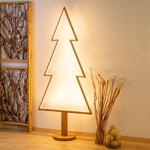 Abete di Natale in legno naturale con base, 170 cm, led bianco caldo