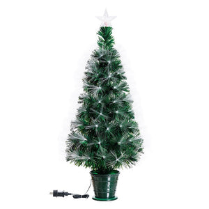 Albero artificiale verde, fibre ottiche multicolor, 100 cm, led bianco caldo e RGB