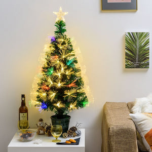 Albero artificiale verde, fibre ottiche multicolor, 100 cm, led bianco caldo e RGB