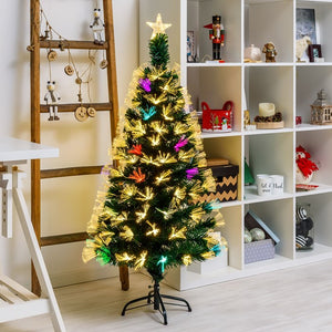 Albero fibre ottiche 130 cm, led bianco caldo e RGB